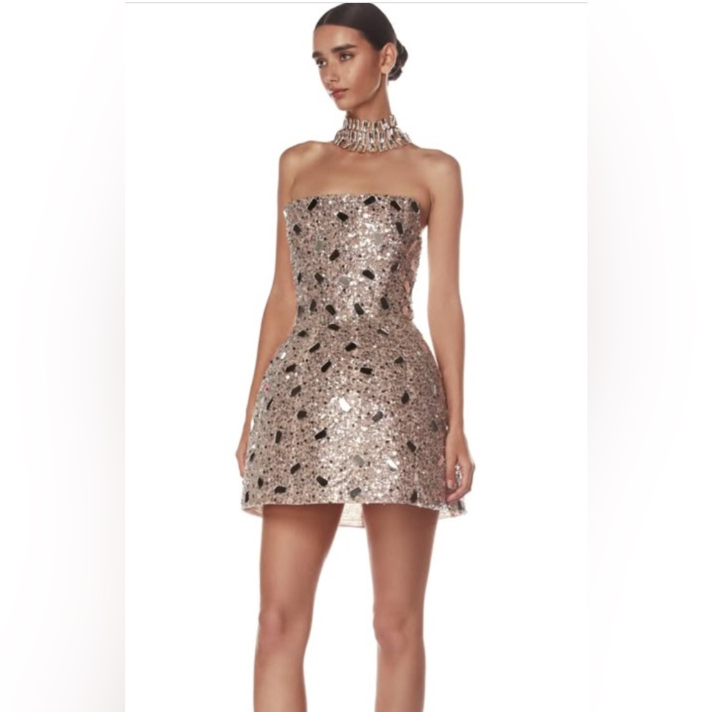Bronx And Banco Cher Mini Dress Gold New Size Small